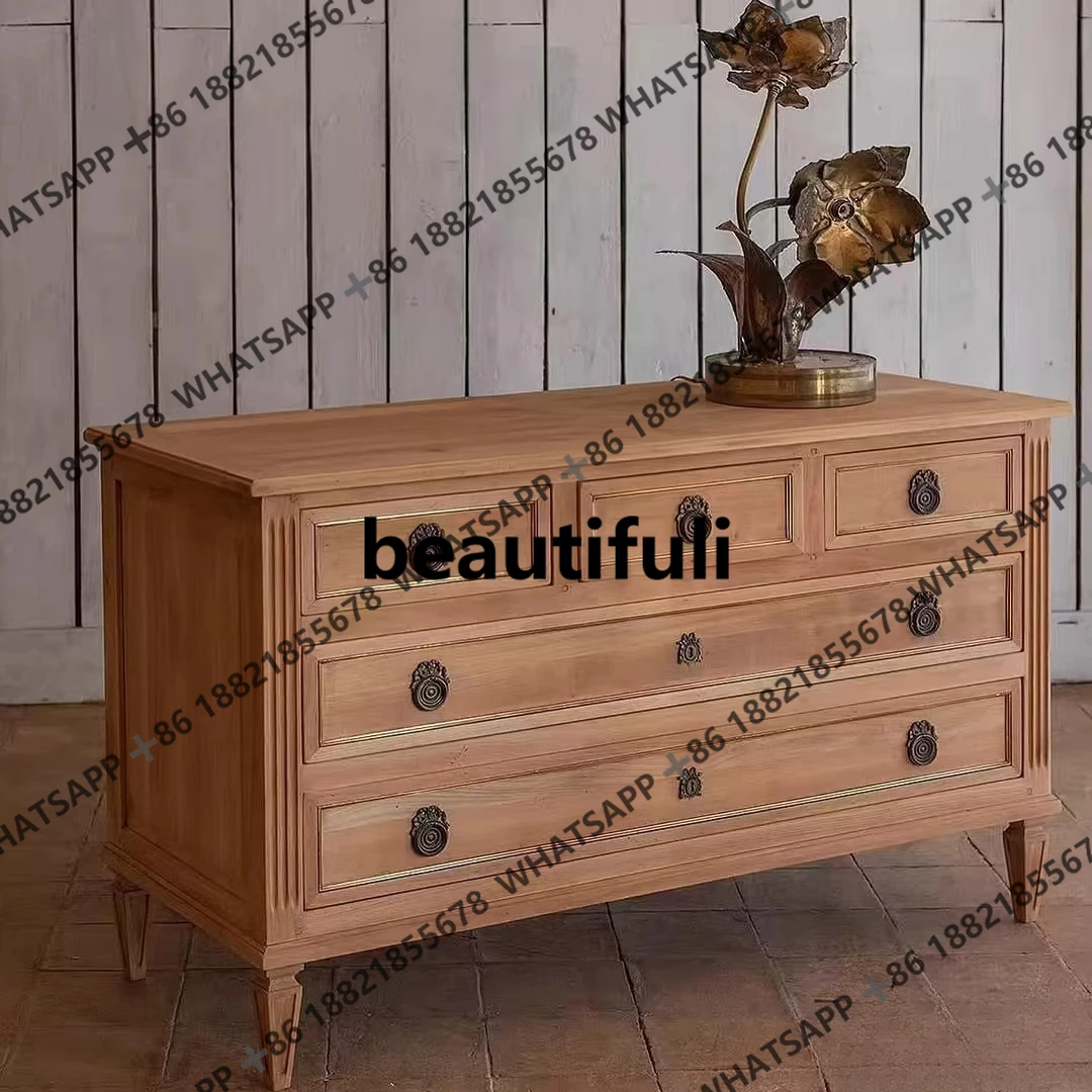 

American retro entrance chest French engraved bedside storage cabinet living room dining side display cabinet