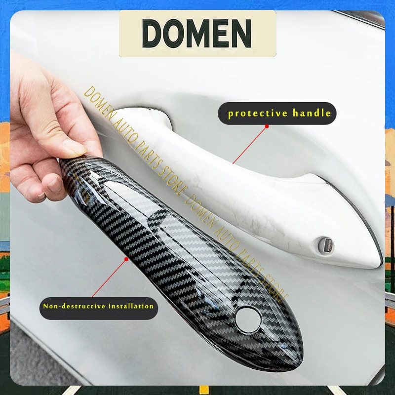 DOMEN LHD RHD Carbon Fiber Exterior Door Handle Cover Trims For BMW 5 6 7 Series F07 F10 F11 F06 F12 F13 F01 F02 F03 F04 Accesso view 3