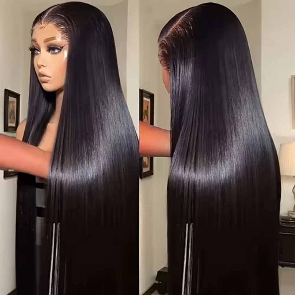 Bone Straight human hair wig 40 Inch 220 Density 13x4 13x6 HD lace front wig 360 Lace Pre Plucked Natural Baby Hair For Black Women