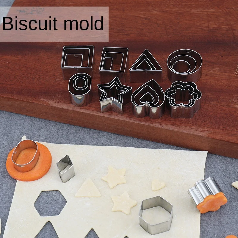 Stainless Steel Biscuit Mold Set, Cookie Circle, Chocolate, DIY, Vegetable and Fruit, Embossed Baking Tool, 24 Pcs