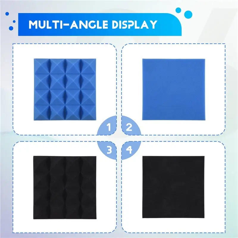 ABVT-24Pcs 25X25x5cm Studio Acoustic Soundproof Foam Pyramid Noise Insulation Sound Absorption Treatment Panels