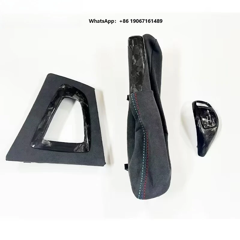 3pc LHD Real Carbon Fiber For 3 4 series M3 M4 F80 F82 F30 F31 F32 F33 F34 Console Handbrake Gear Shifter Sleeve Trim Cove t001r
