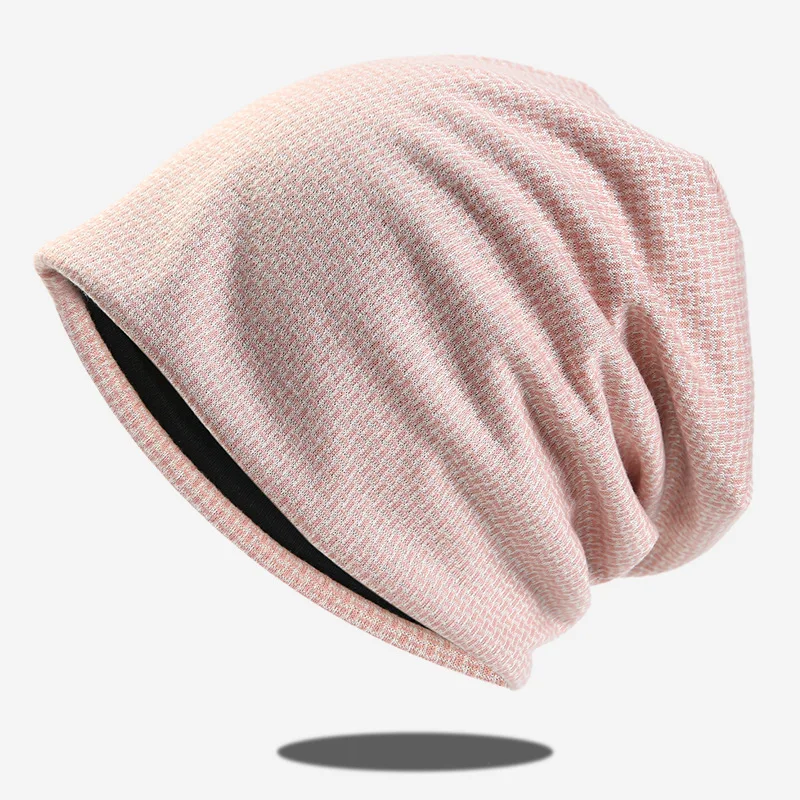 Unisex Slouch Knit Beanie Four Seasons Solid Textured Hat Japanese Korean Style Soft Stretch Round Top Casual Head Wrap