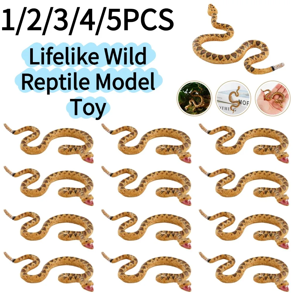 Lifelike Wild Reptile Model Toy Mini Simulated Python Rattlesnake Figurine Soft Rubber Cold-Blooded Amphibian Crawling Ornament