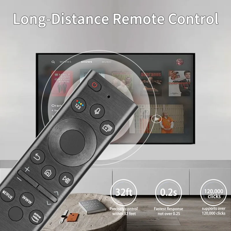 BN59-01385D لاستبدال جهاز التحكم عن بعد بالطاقة الشمسية الصوتي سامسونج مع أزرار NETFLIX PrimeVideo، لتلفزيون سامسونج QE43QN90BAT