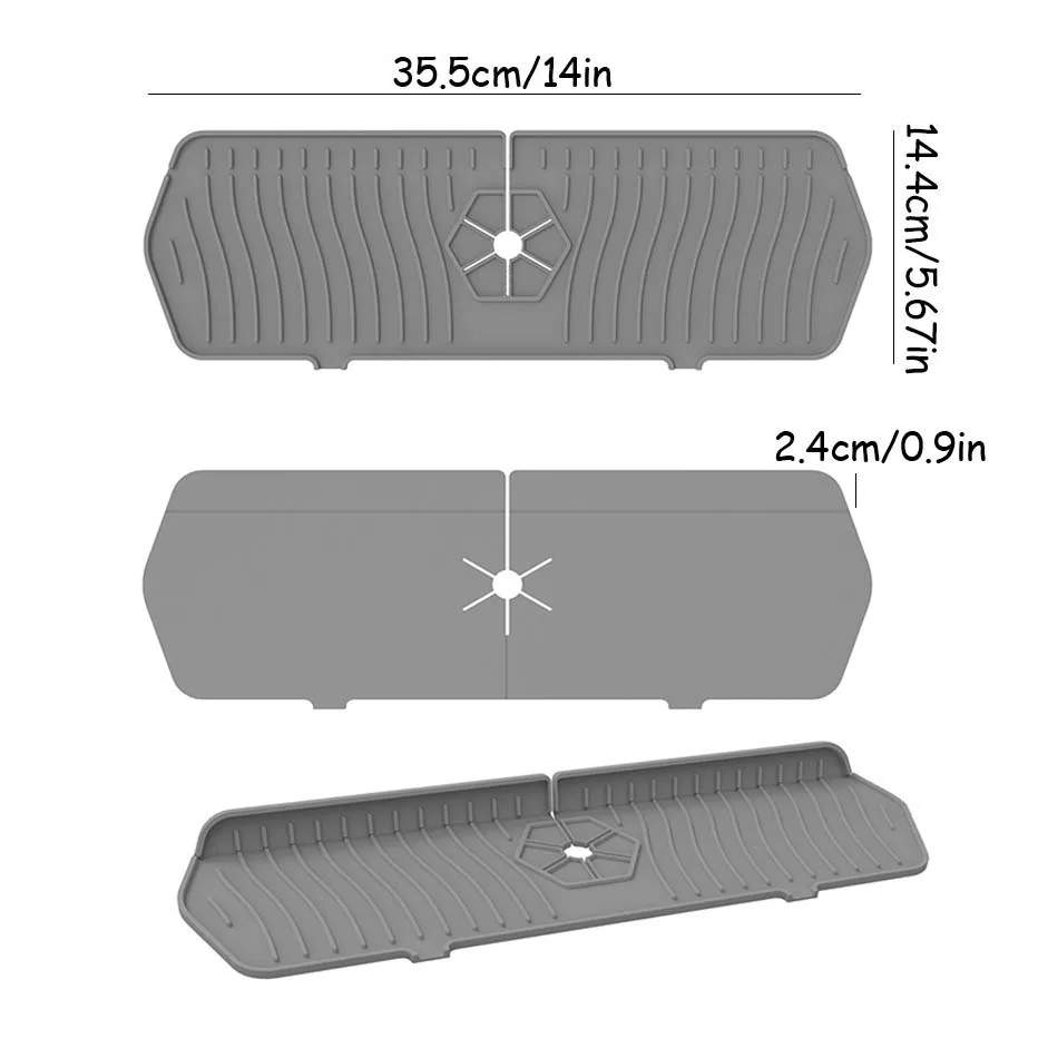 Protector de salpicaduras de agua de silicona para cocina y baño, almohadilla de drenaje para fregadero, bandeja de secado de jabón y esponja