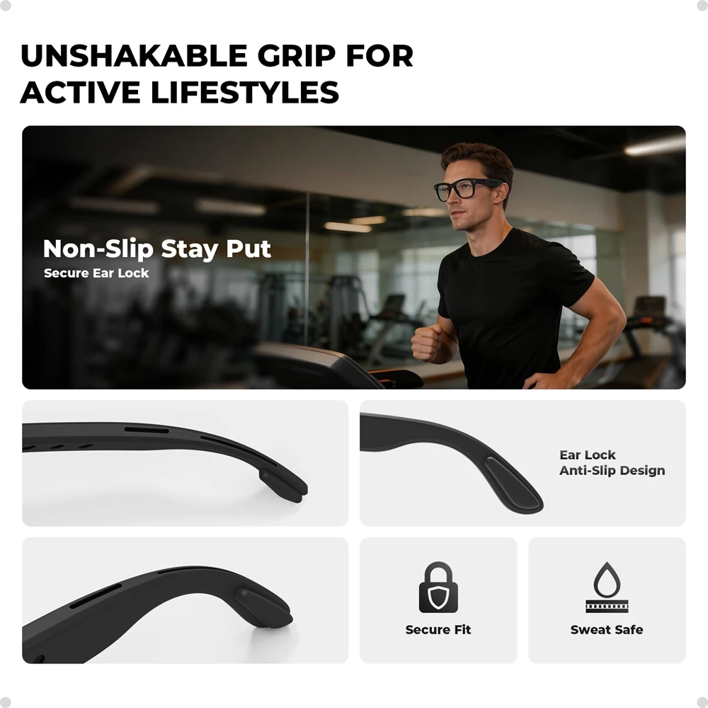 Anti-Slip Ear Grips For Ray-Ban Meta Gen 1/2 Wayfarer/Skyler/Headliner Smart Glasses Silicone Protective Eyeglass Sleeves