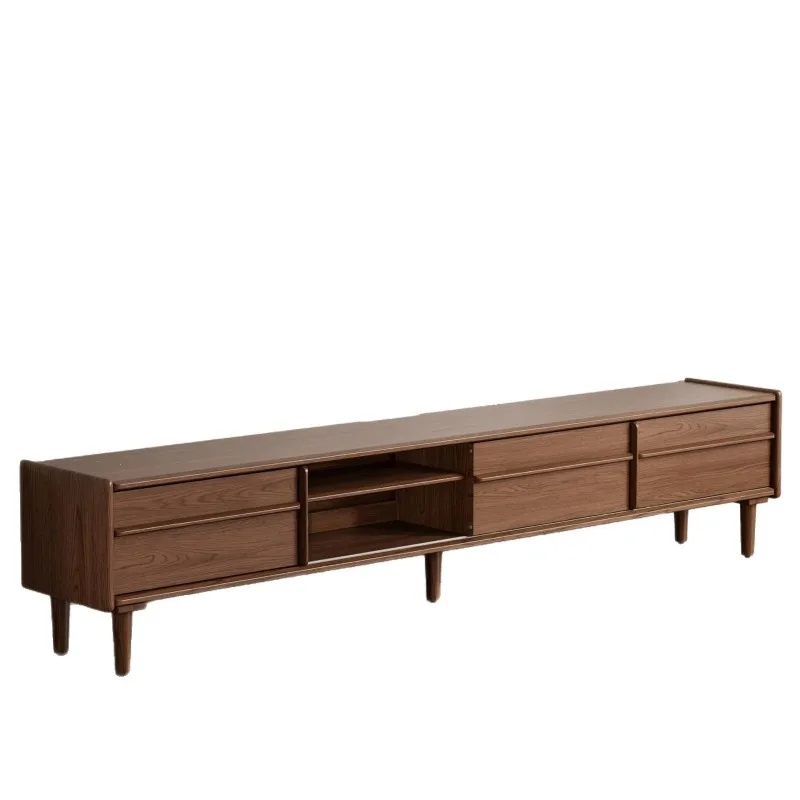

Solid wood sliding door TV cabinet Modern simple floor locker Medium antique small apartment living room TV cabinet