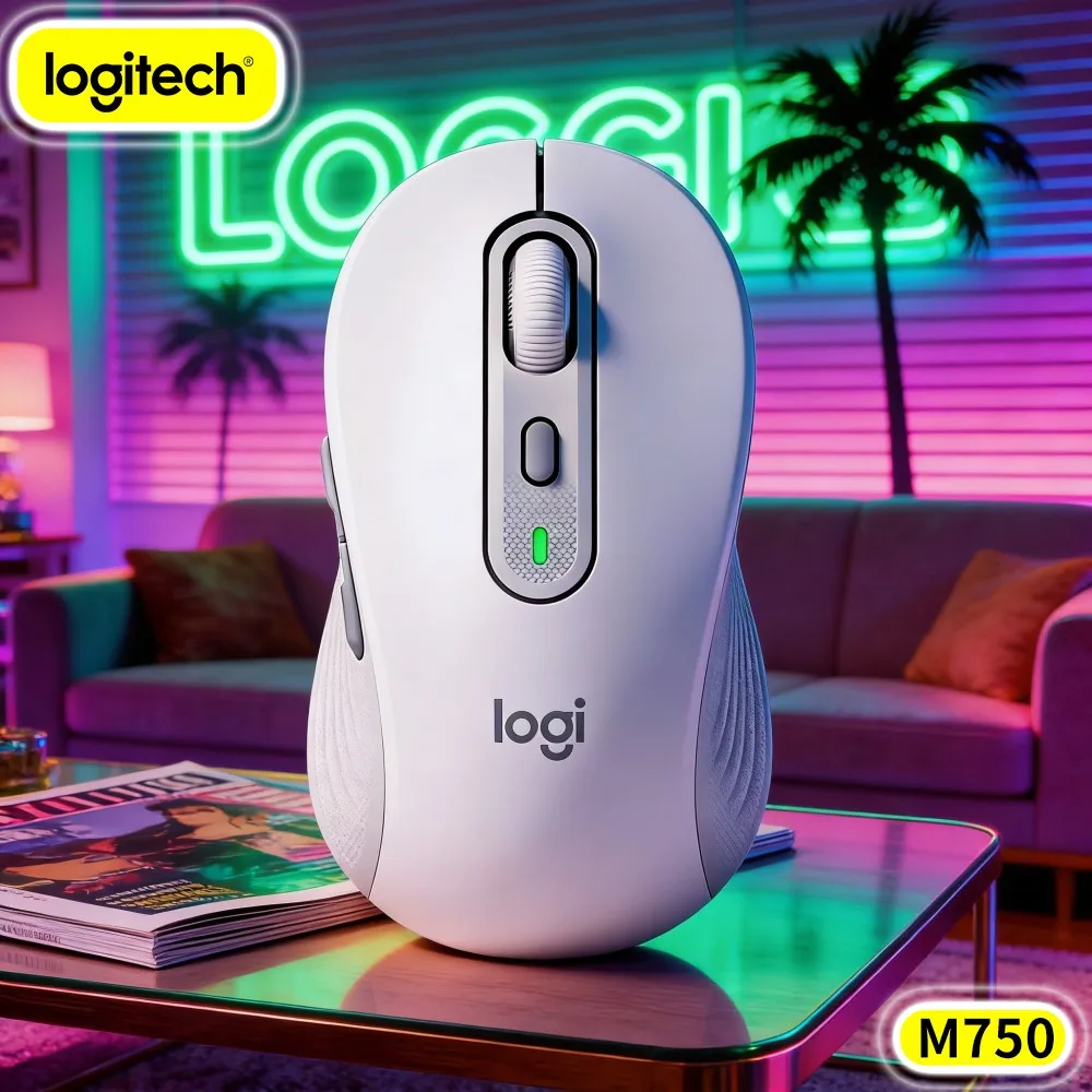 Logitech M750 Silent Bluetooth Mouse - 3-Device Sync, Recycled Build, Smartwheel, 24-Month Battery, Work Helper