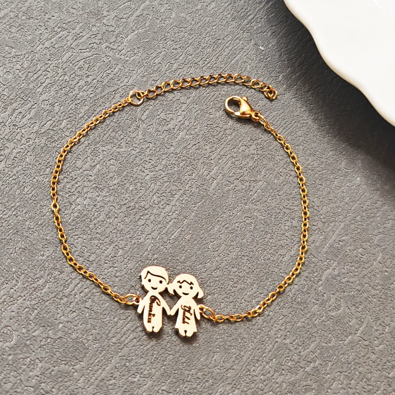 

Custom Couple Name Bracelet Fashion Boy Girl Personalized Stainless Steel Cute Bracelet Women Jewelry Birthday Party Gift
