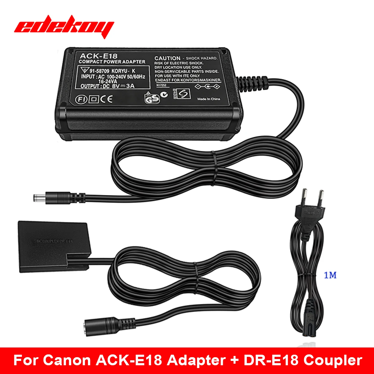 ACK-E18 Adapter kit DR-E18 (LP-E17) Dummy Coupler for Canon EOS 77D,RP,8000D,800D,850D,R10,750D,760D,Kiss X9i Camera