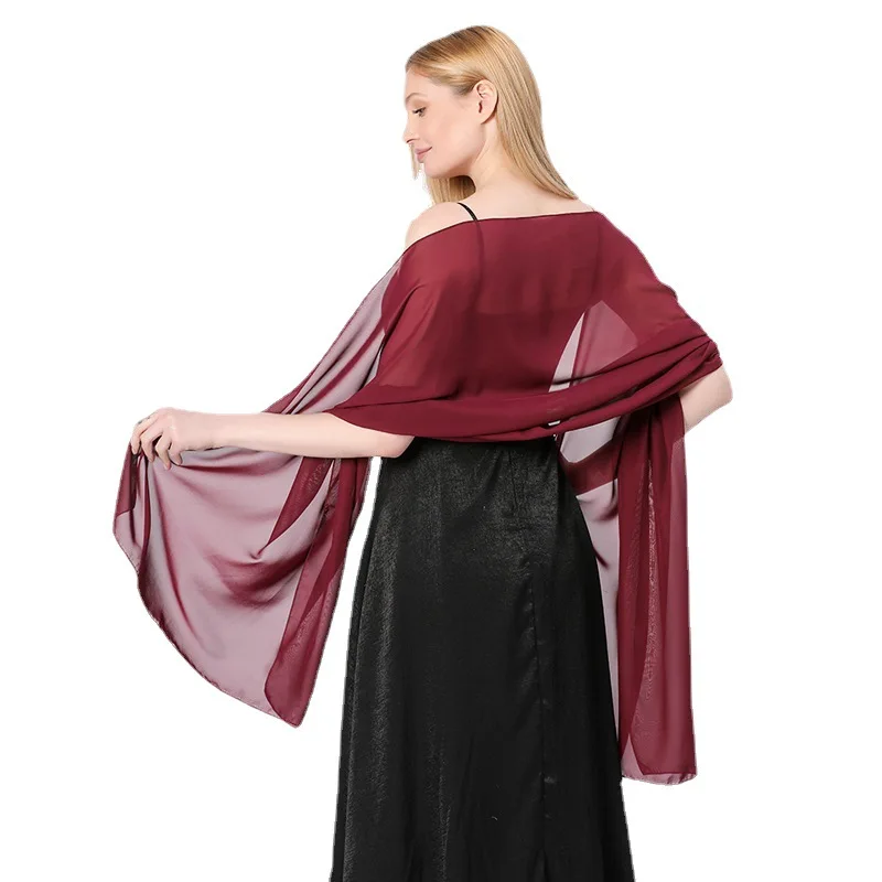 Elegant Women Solid Chiffon Shawls and Wraps for Evening Dresses Bridal Bridesmaid Wedding Boleros Capes Party Decoration Shawl