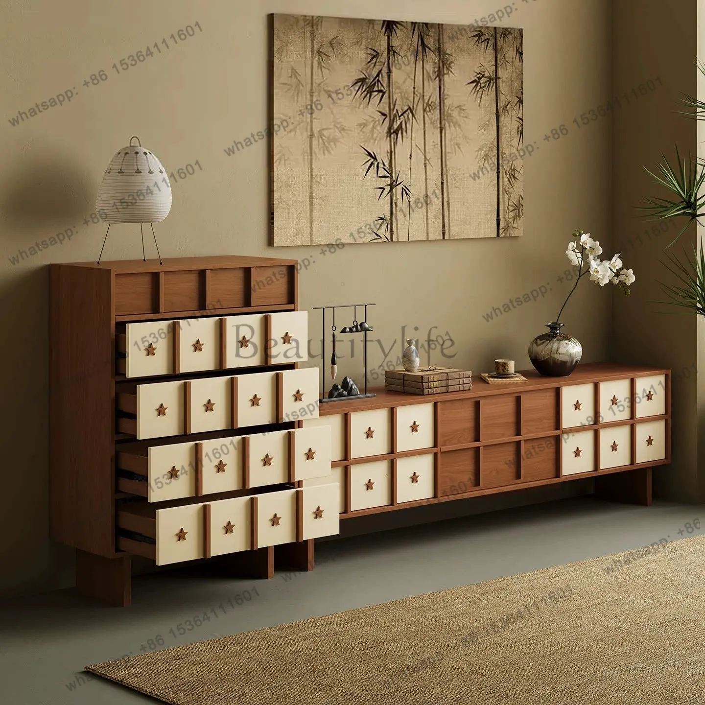 French antique chest cabinet solid wood living room household storage locker