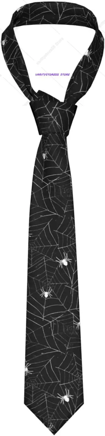 Men'S Necktie Halloween Spider Web Design Novelty Suiting Tie For Work Party