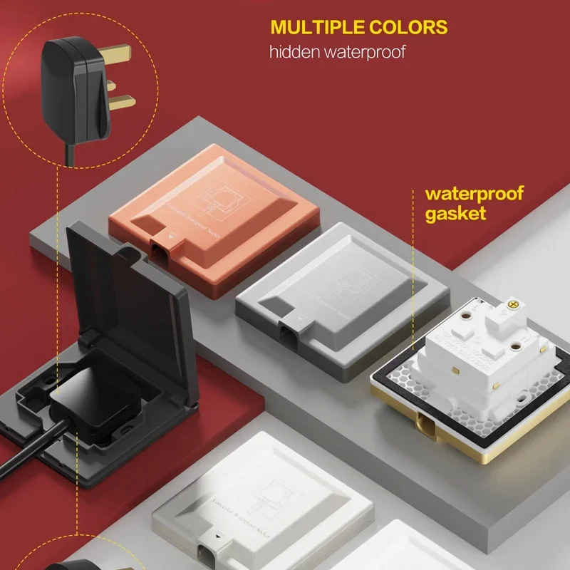 Hidden wall socket waterproof socket into the wall Embedded socket 13A 250V 86mm*86mm power  Wall Power Outlet