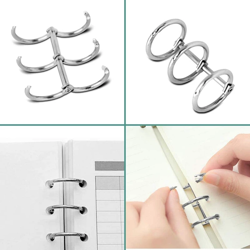 38 Pcs Silver Book Rings 3 Holes And Single Hole Metal Loose Leaf Binder Rings For Diary Notebook Photo Album