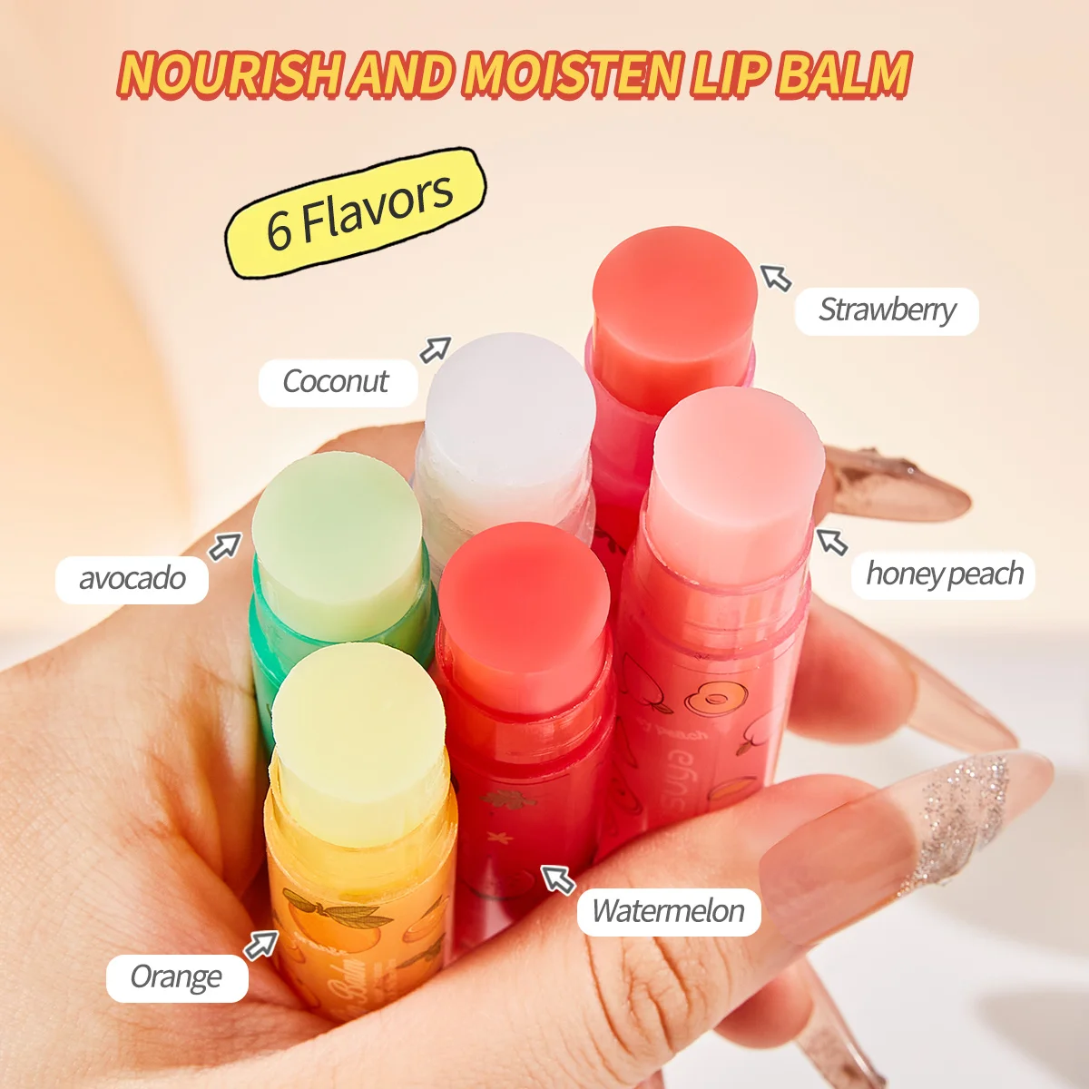 6PCS Lip Balm, Long-Lasting Moisturizing, Deep Moisturizing, Various Fruit Flavors, Daily Lip Care, the Best Gift for Girls