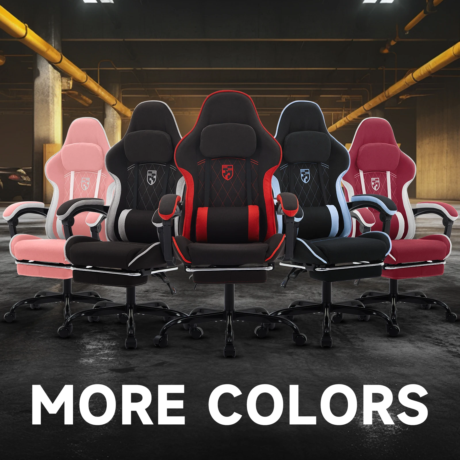 Sedia da gaming con poggiapiedi, sedia da gaming ergonomica con cuscino lombare e poggiatesta, sedia da gaming regolabile in altezza, sedia da compute
