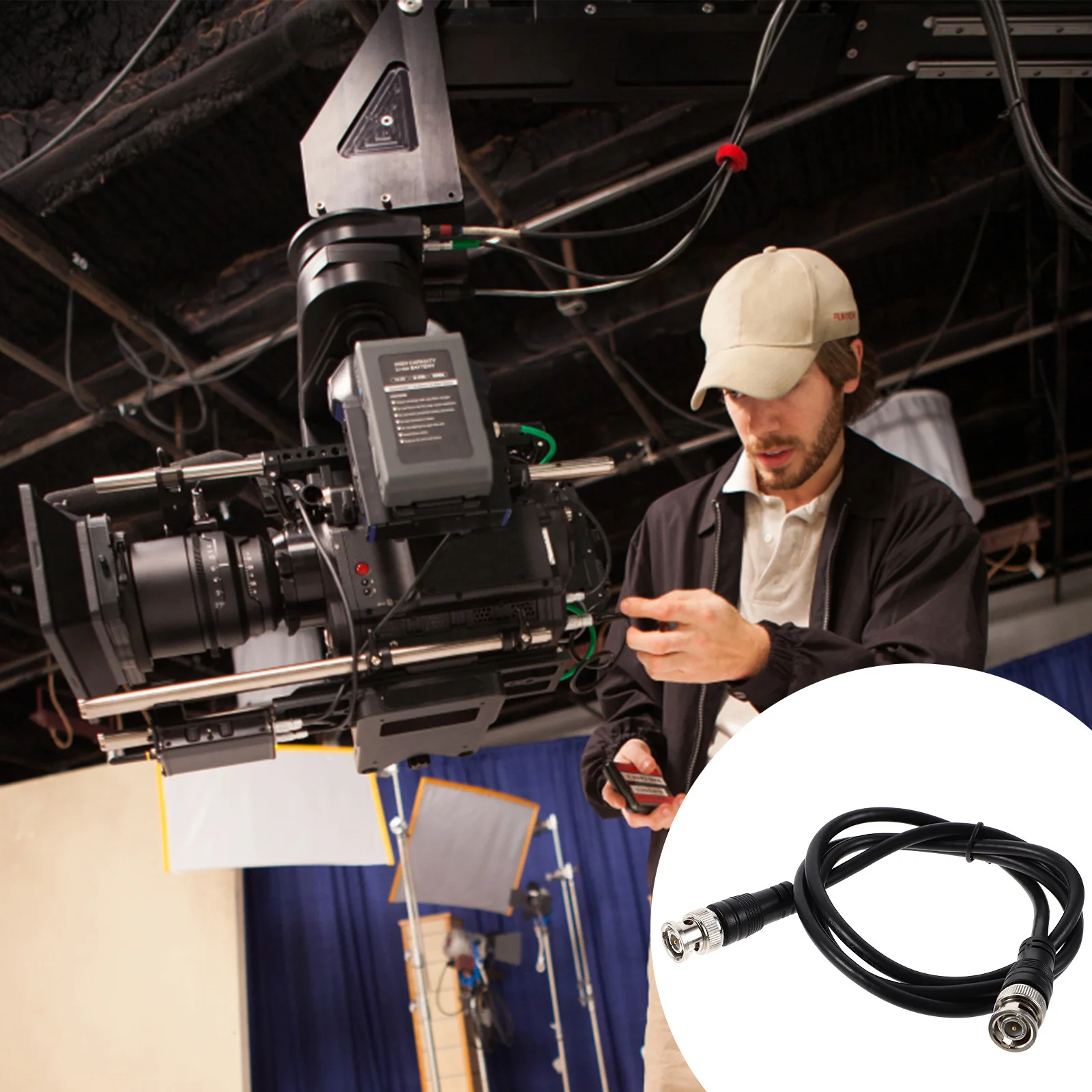 

Cable 1m Male to Male Coaxial Extension Cable Copper Wire for Video Recorder Security Camera Extension Connector