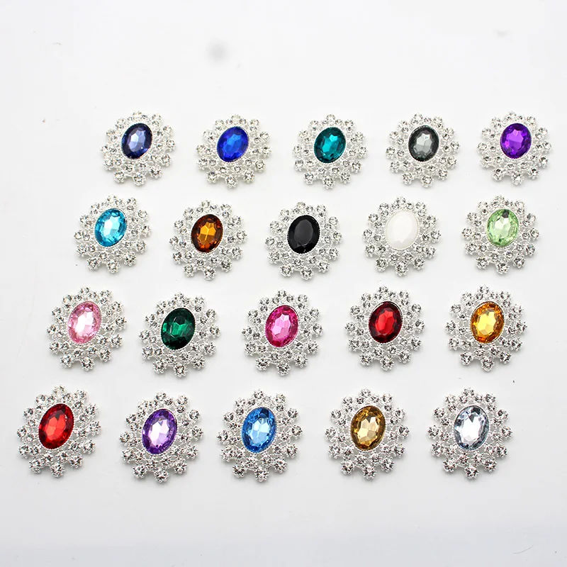装飾的なラインストーン,25x28mm,ガラス,長方形,フラットボタン,ウェディングドレス用,ヘアアクセサリー,10個。
