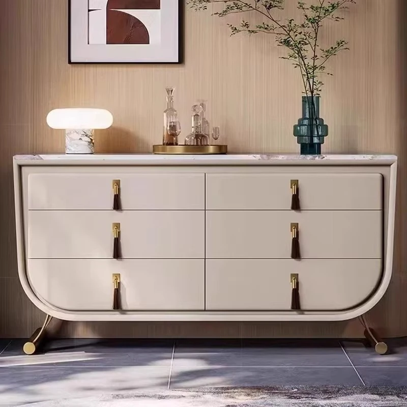 Light luxury modern marble entryway bedroom storage cabinet with drawers for a minimalist look