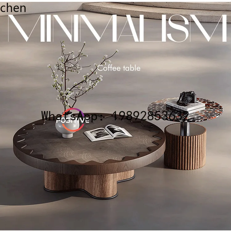 

X7 Round Coffee Table Set Walnut Retro Minimalist Living Room Coffee Table