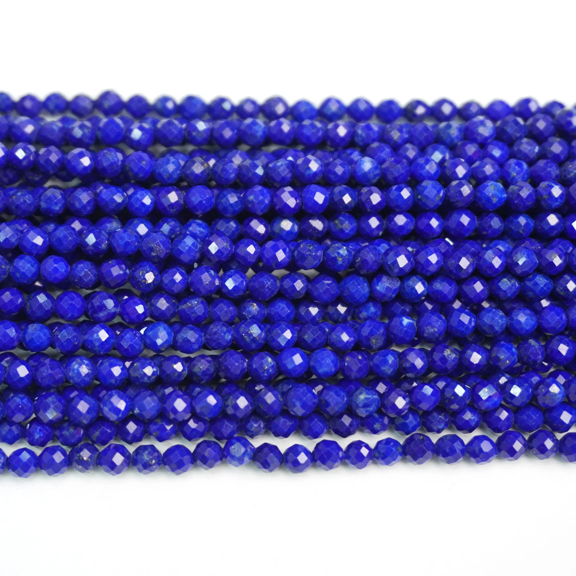 Natural AAA Lapis lazuli 2.4mm 3mm Faceted Round Loose Beads For Jewelry Making DIY Bracelets Necklace Strand Wholesale