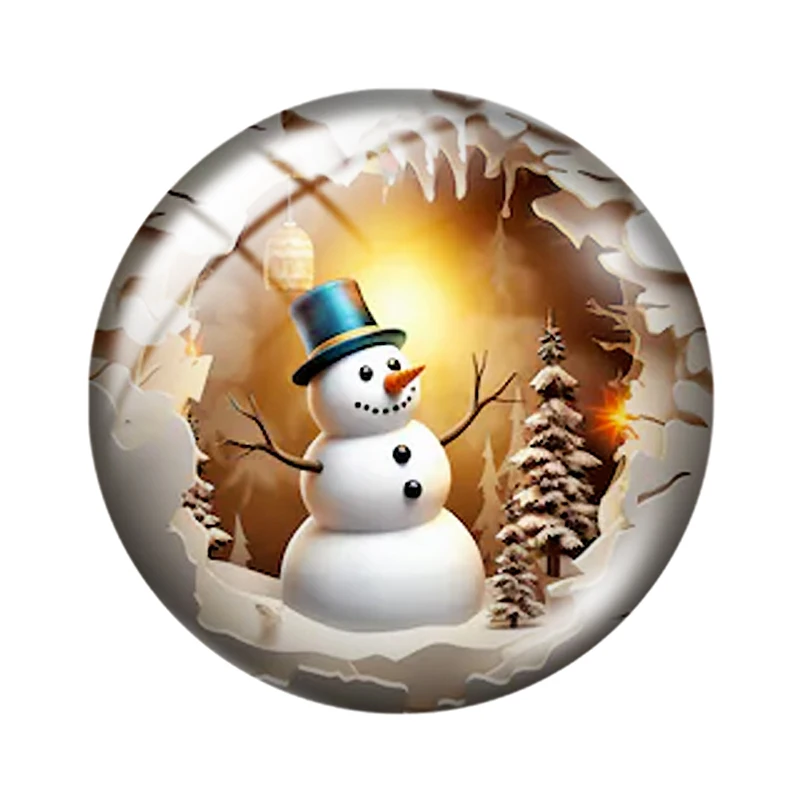 Cute Christmas snowman cartoon 12mm/18mm/20mm/25mm Round photo glass cabochon demo flat back Making findings