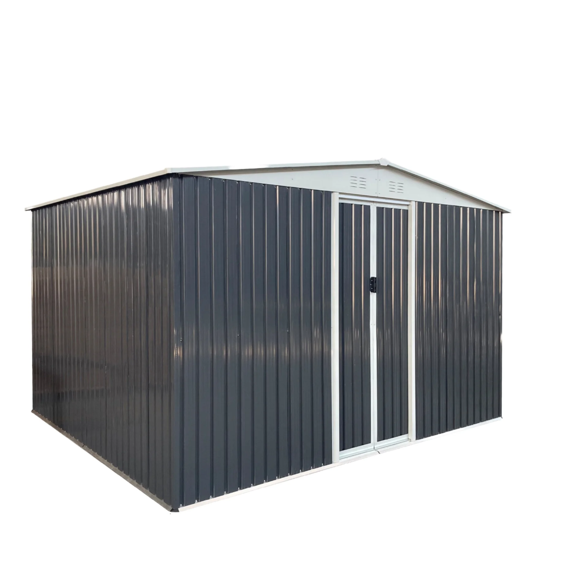 

8'*6' Outdoor Storage Shed Charcoal Grey Metal Tool House with Aluminium Frame