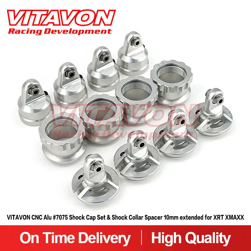 VITAVON CNC Alu7075 Stoßdämpferkappen-Set und Stoßdämpferkragen-Abstandshalter 10 mm verlängert für XRT XMAXX