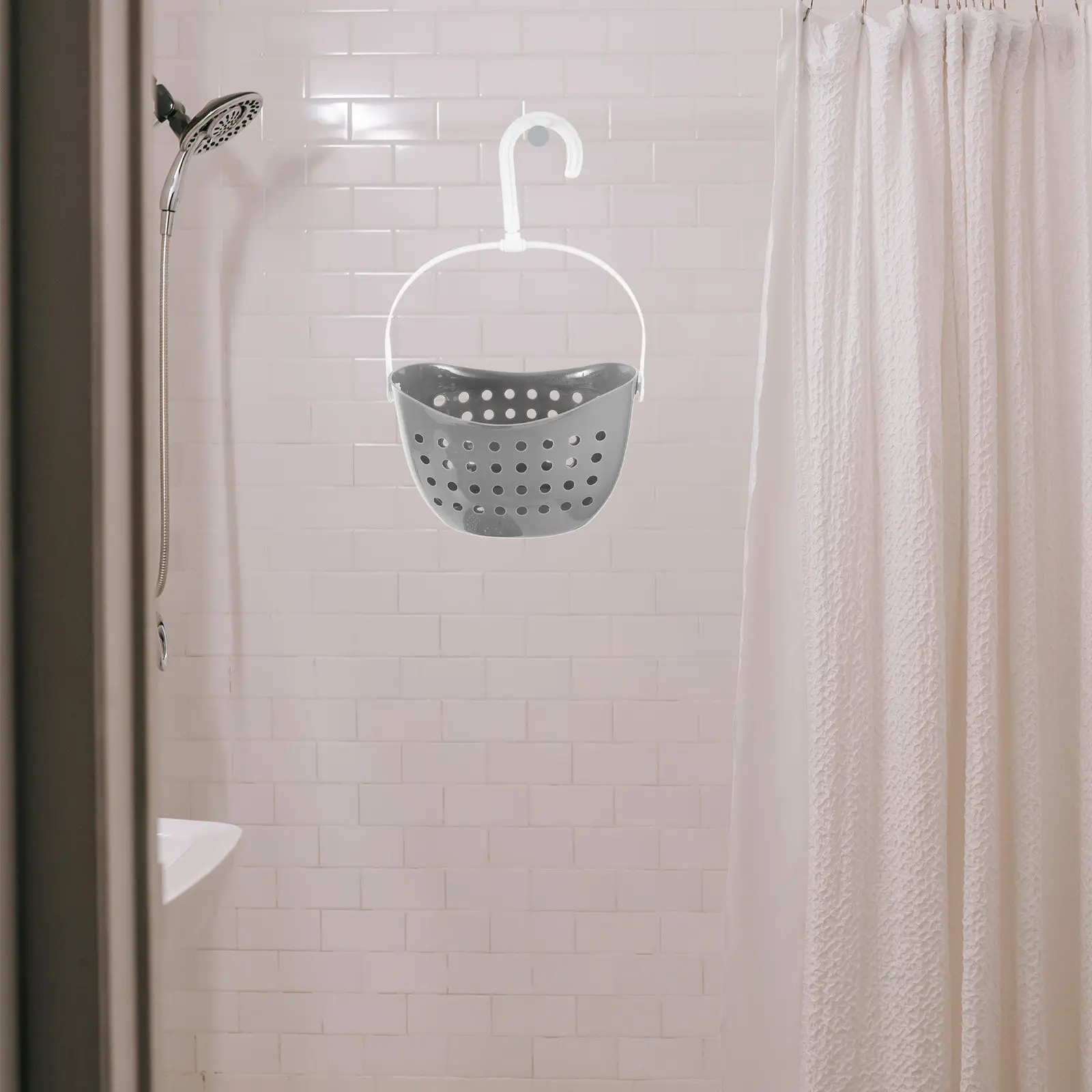 Plastic Hook Mounted Drainable Storage Basket for Bathroom Toilet Organization Large Capacity Perforated Toiletry