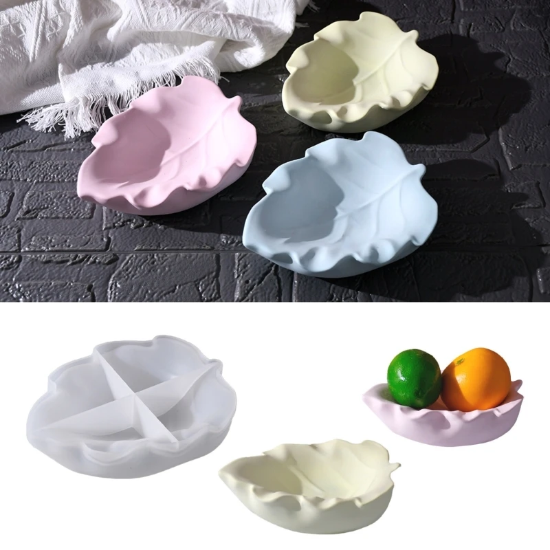 Bol en forme feuille, moule en Silicone, plaque rangement, moule en gypse, moule d'ornements pour maison