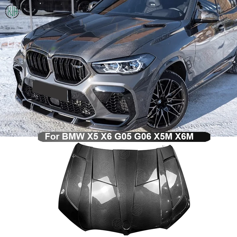 For BMW X5 X6 G05 G06 X5M X6M Carbon Fiber Car Front Engine Hood Vent Cover LR Style Parts Upgrade Body kit