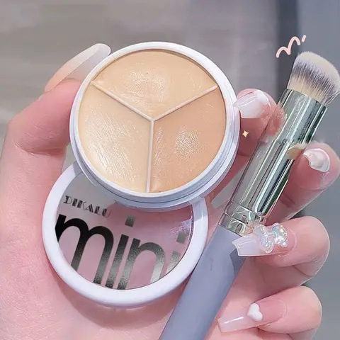 Bilashmart 3Color Concealer Full Covers Dark Circles Acne Marks Spots Tear Furrows Concealer Cream Brighten Face Even Skin Color Foundation