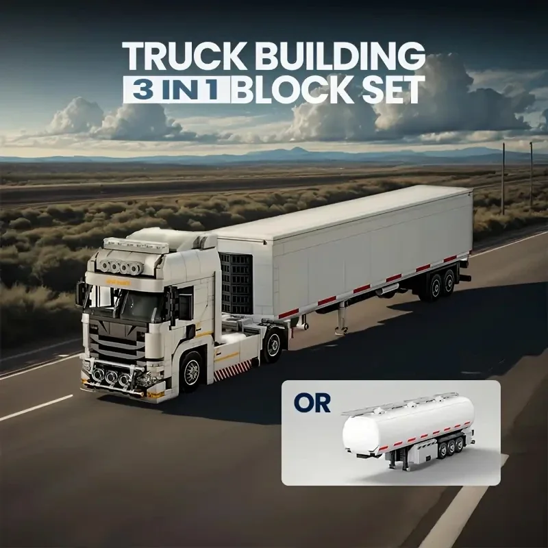 Blocs de construction de tête de camion européen, conteneur connectable, modèle de remorque, briques, jouets éducatifs de bricolage, cadeaux pour enfants, 421 pièces