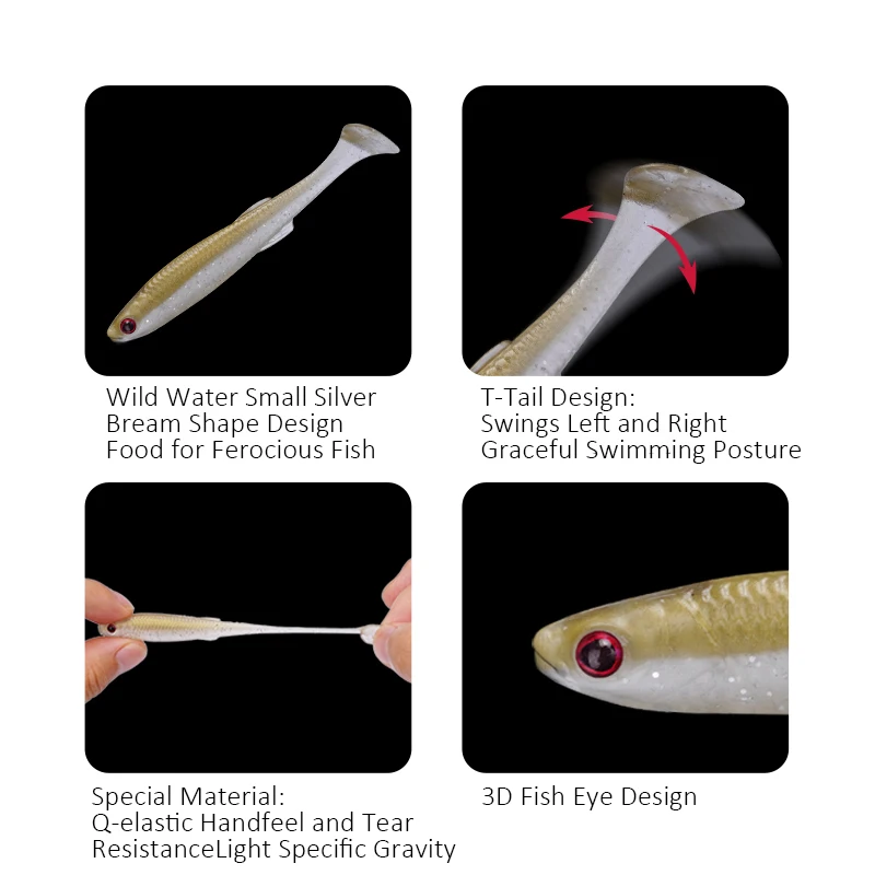 FISHANT Fat Real Fish T-Tail Soft Bait 2.0/2.5/2.8 Inch Floating Lure for Wild Fishing Competitive Fishing Mandarin Fish Bass view 5