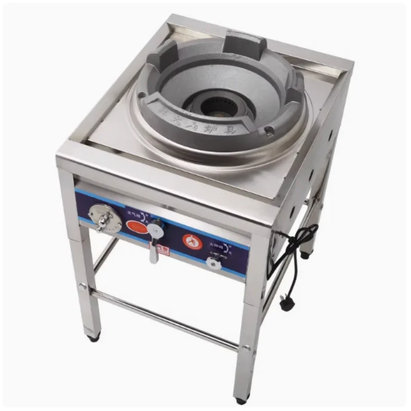 Heavy Duty Stainless Steel Commercial Wok Burner - High Pressure Gas Stove with Powerful Flame LPG Cooking System