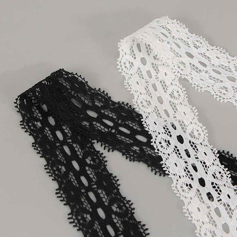 1 pairs Lace Ribbon Stretch shoelaces Lace Ribbon Wide Black and white Tulle Lace  shoelaces，ins style LACES，Lace lace shoelaces image 3