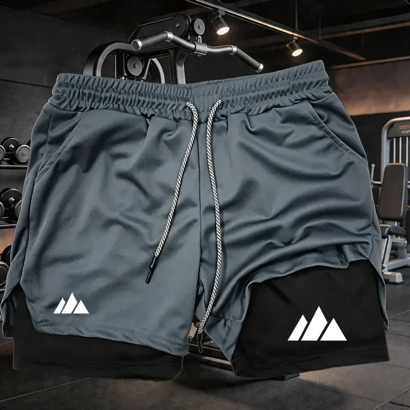 Men Running Shorts 2 in 1 Double-deck Sport Shorts Sportswear Gym Fitness Short Pants Training Jogging Bottom Men's Clothing