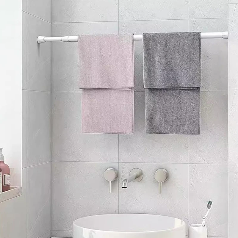 *New 30-90cm Adjustable Curtain Rod Spring Loaded Extendable Telescopic Poles For Bathroom Bar Shower No Drilling Hanging Rods
