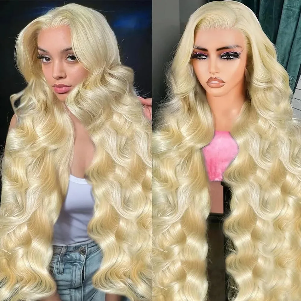 Peruka typu lace frontal 613 HD, gęstość 200%, blond peruka lace frontal 13x6 z falowanymi włosami naturalnymi, wstępnie wyregulowana linia włosów, bezklejowa peruka dla kobiet.