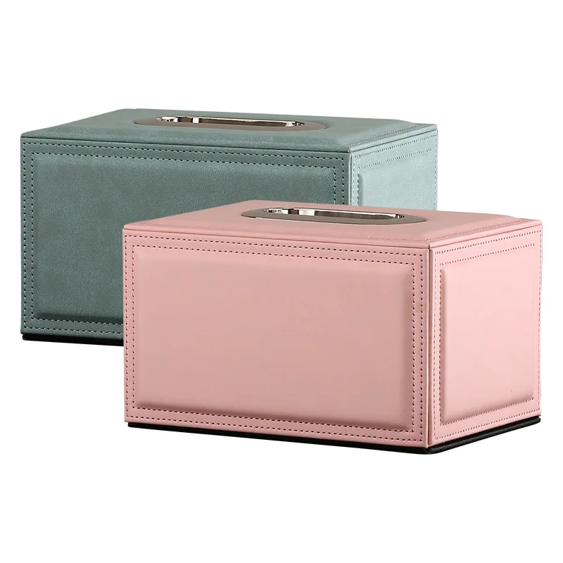 Modern simple and high-end light luxury leather tissue box, home dining room living room bedroom pumping carton