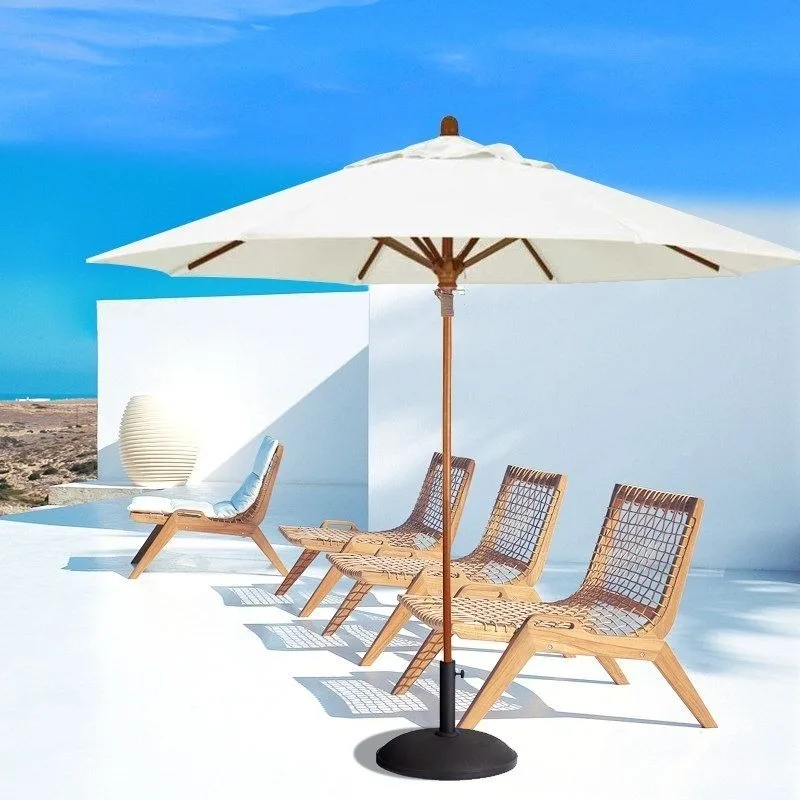 Beach beach garden outdoor parasol, aluminum alloy imitation wood grain striped umbrella, sun umbrella open-air garden umbrella
