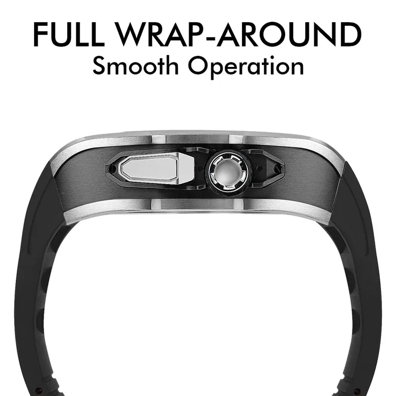 حافظة Cool Soul Titanium لساعة Apple Ultra 3/2 مقاس 49 ملم، مجموعة تعديل Mille Mod iWatch، شريط مطاطي فلورين فاخر