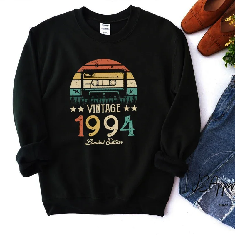 Original Design Vintage Magnetic Tape 1994 30th 30 Years Old Women Sweatshirts Harajuku O Neck Birthday Party Clothes Jumper Top