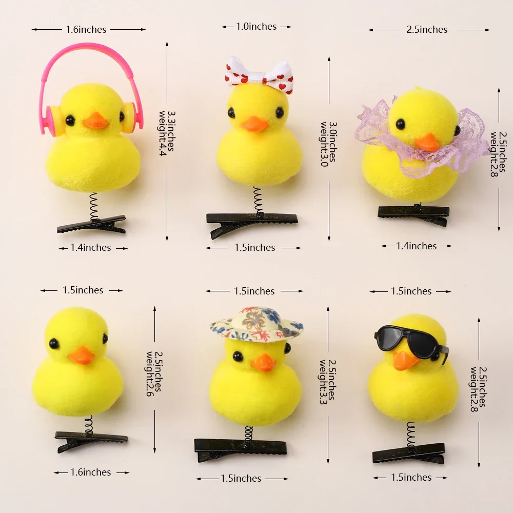 2Pcs Cartoon Funny Children 3D Little Yellow Duck Plush Hairpin Lovely DIY Animal Duckbill Hair Clip Accessories Party Gifts