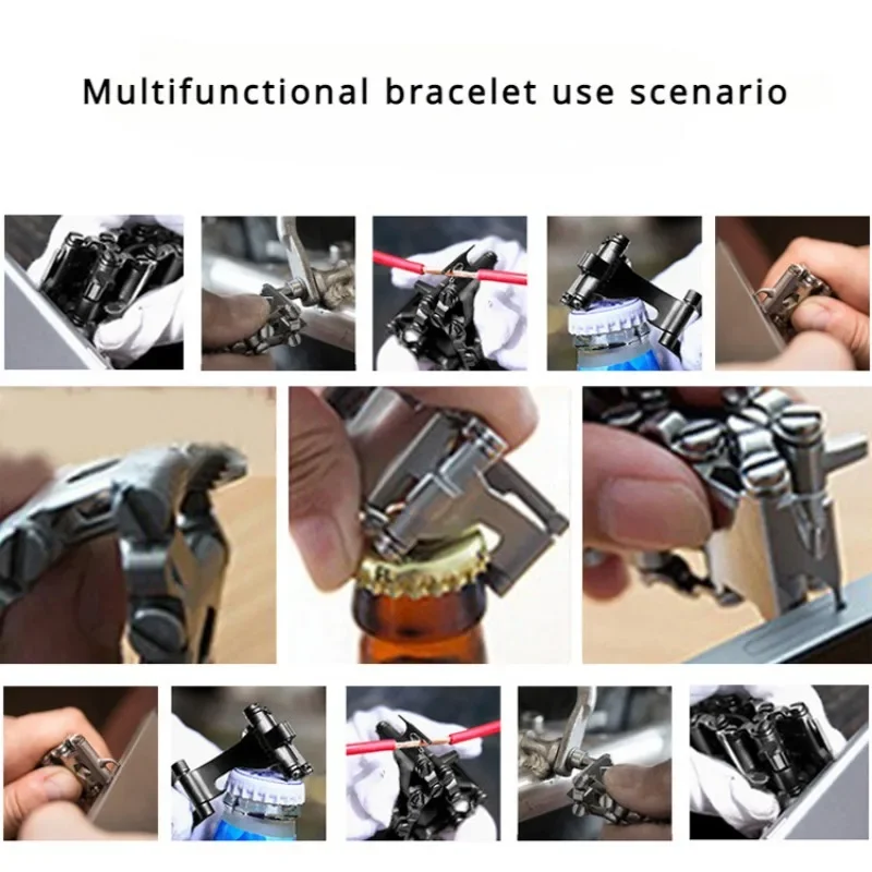 Multifunctional Bracelet Stainless Steel Men's Outdoor Tool Bracelet 29 in 1 Bracelet European and American Couple Watch Strap view 6