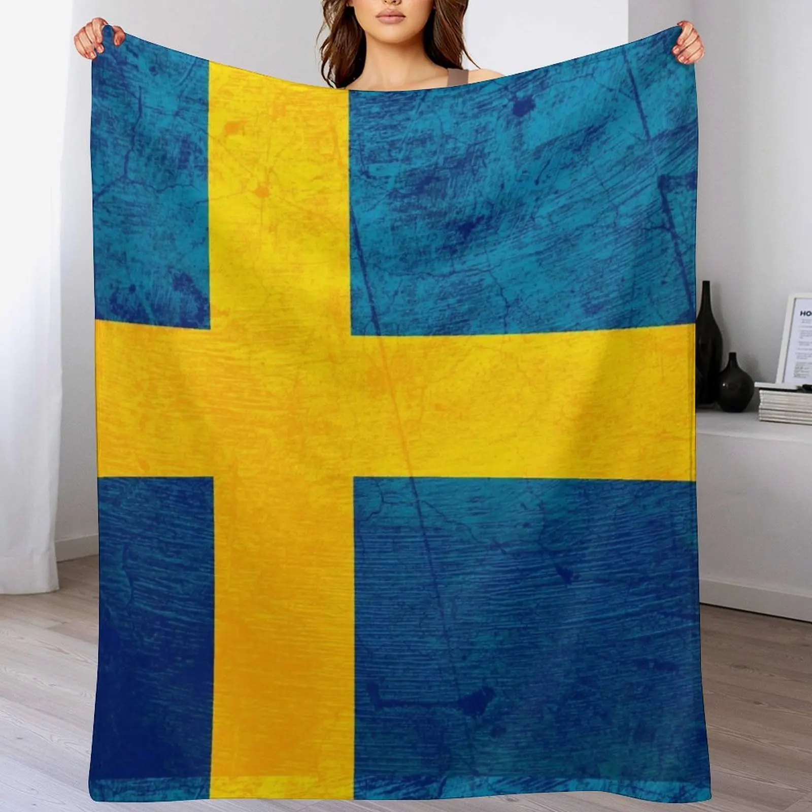 Old Classic swedish Flag Sweden Throw Blanket blankets and throws Travel Soft Plush Plaid Blankets