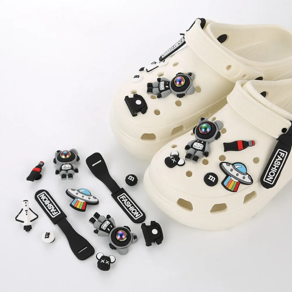 New Cute Cartoon Space Series Hole Shoe Charms Decorations Soft Rubber Astronaut Shoes Buckle DIY 3D Hole Shoe Accessories