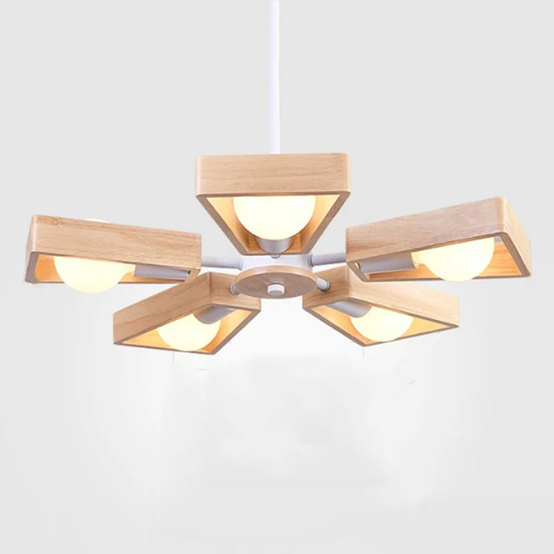 

Nordic Creative Solid Wood Chandelier American Country Living Room Simple Bedroom Study Dining Room Log Windmill Chandelier